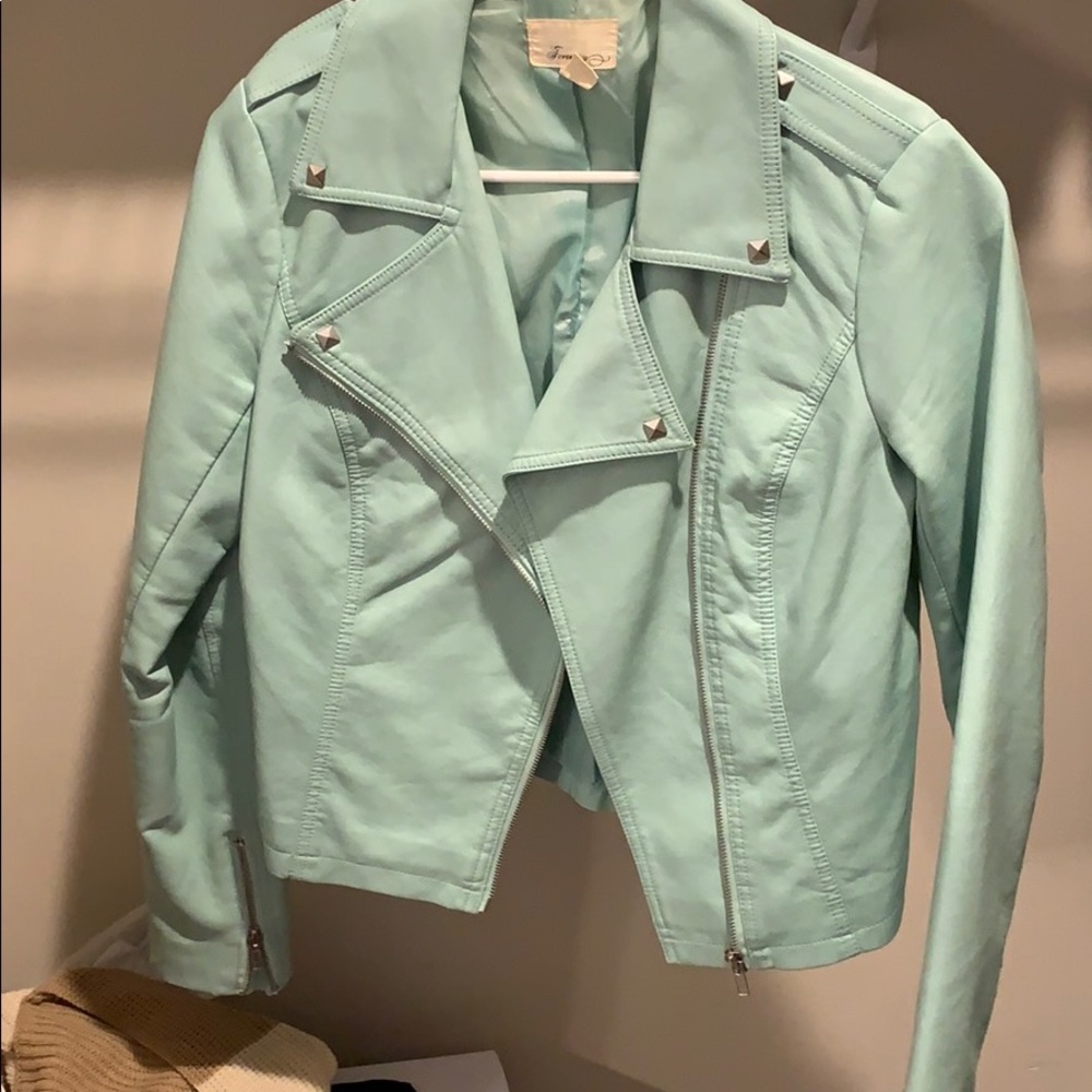 Mint green leather jacket